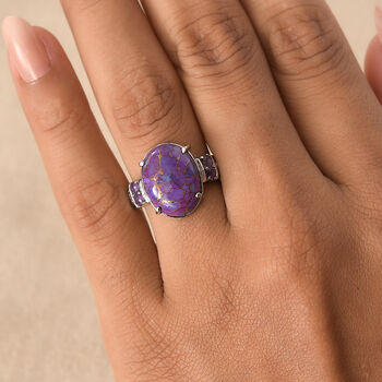 Lila T&uuml;rkis, Afrikanischer Amethyst Ring 316L Edelstahl (Gr&ouml;&szlig;e 16.00) ca. 10.06 ct