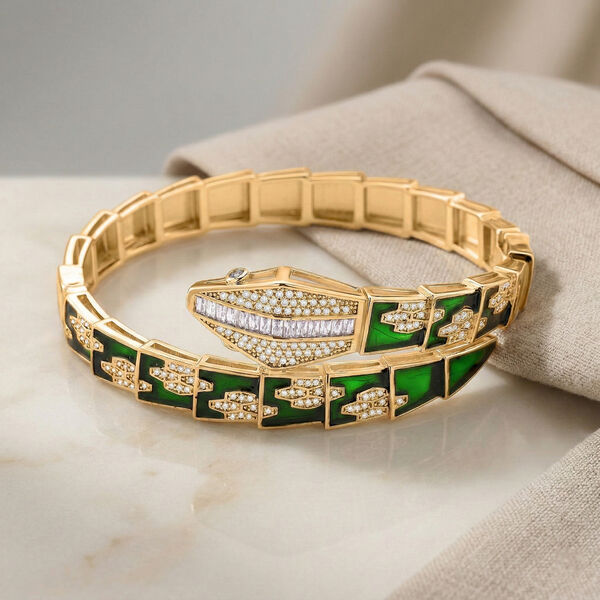 Wei&szlig;er Zirkonia Armreif ca. 19 cm Nickelfreies Messing emailliert image number 2