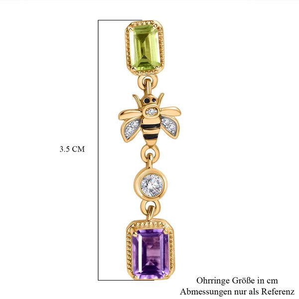 Giuseppe Perez Himmelblauer Topas, Rose De France Amethyst Ohrringe 925 Silber 750 Gelbgold Vermeil ca. 3.81 ct image number 9