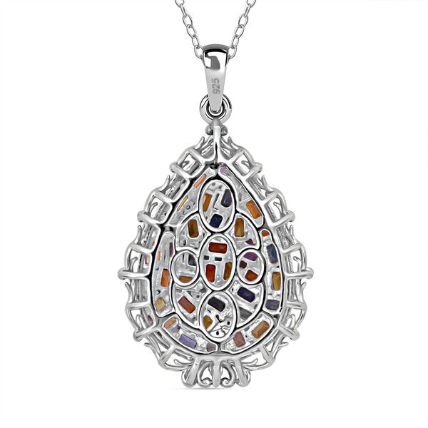 Mehrfarbiger Saphir und Zirkon Anhänger mit 50cm Kette - 3,86 ct. image number 4