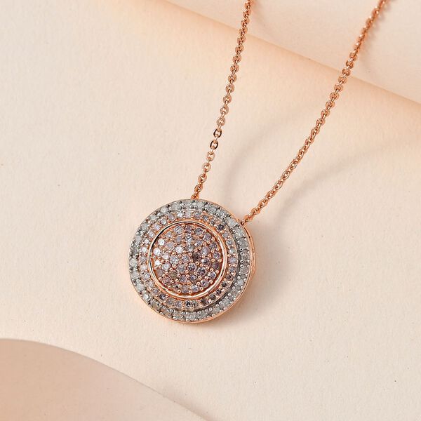 Nat&uuml;rlicher rosa und wei&szlig;er Diamant-Anh&auml;nger mit 50cm Kette - 0,50 ct. image number 2