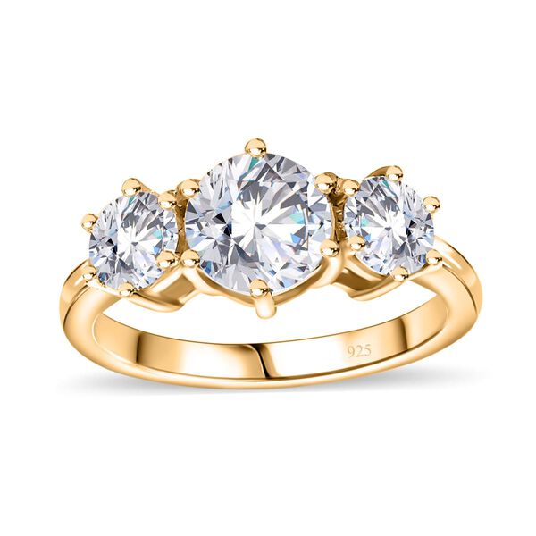 Moissanit Ring, 925 Silber 750 Gelbgold Vermeil - 2,06 ct. image number 4