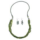 2er Set - Peridot-Farbe Kristall, Weißer Kristall Halskette und Ohrringe