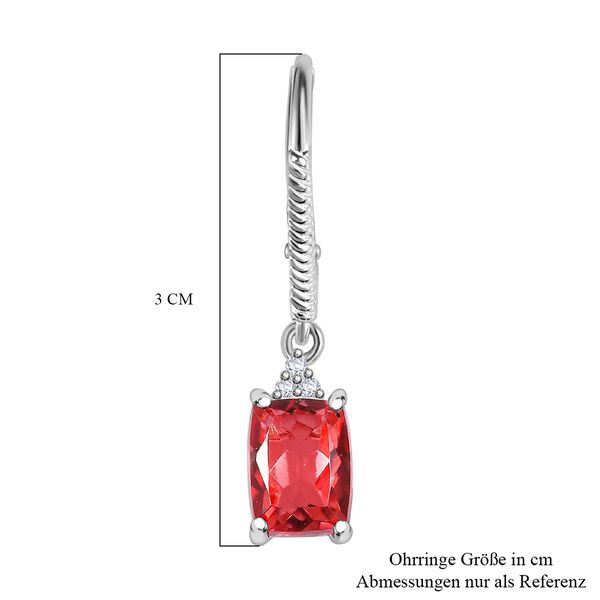 Lachs-Quarz Triplette, Wei&szlig;er Zirkon Ohrringe 925 Silber ca. 3.42 ct image number 6