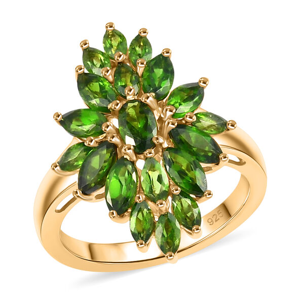 Nat&uuml;rlicher Chromdiopsid-Ring, 925 Silber vergoldet  ca. 2,40 ct image number 4