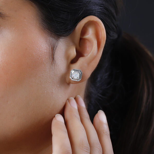 Funkelnde K&ouml;nigin - Nugget Moissanit Ohrstecker im Asscher-Schliff - 2,34 ct. image number 7