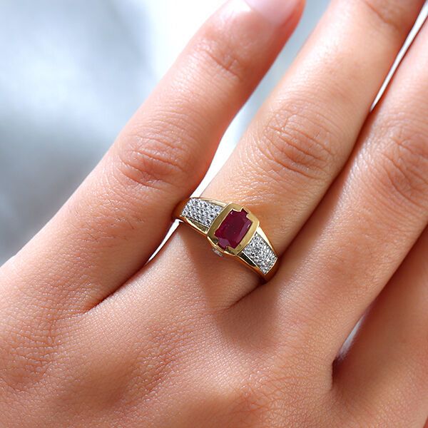 Afrikanischer Rubin und Zirkon Ring 925 Silber vergoldet  ca. 1,65 ct image number 3