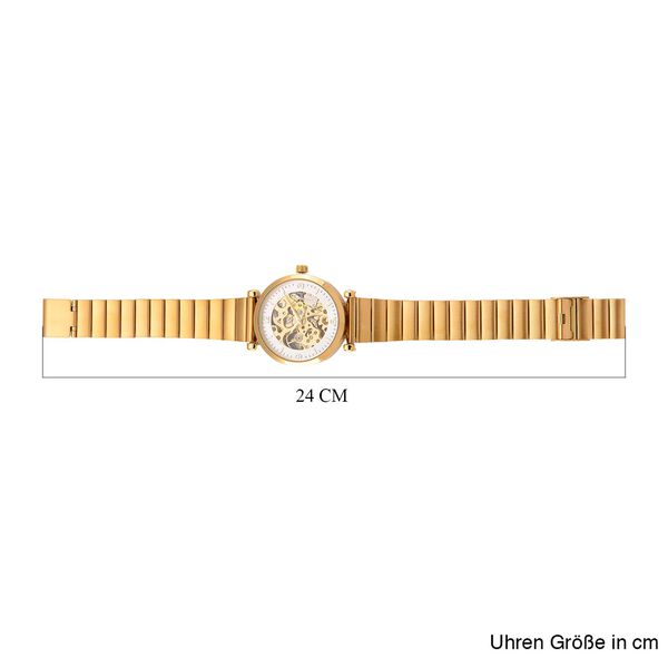 GENOA TIME V2 Automatik-Mechanische Uhr, wei&szlig;es Zifferblatt mit Sonnenschein-Design, 3ATM Wasserdicht, 22 cm, gelb image number 7