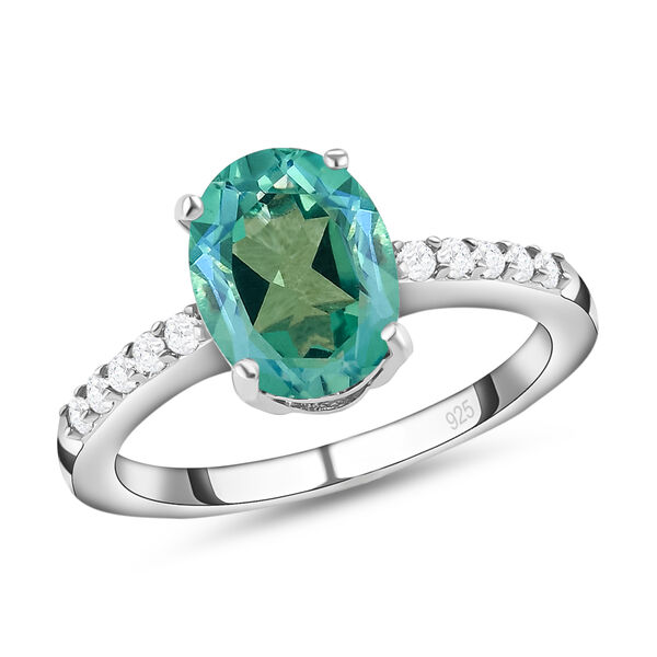 Pfau Triplett Quarz und wei&szlig;er Zirkon-Ring, 925 Silber platiniert  ca. 2,22 ct image number 4