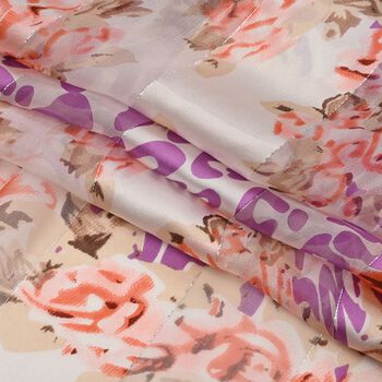 LA MAREY 100% Maulbeerseiden Schal, violett und Leopardenmuster