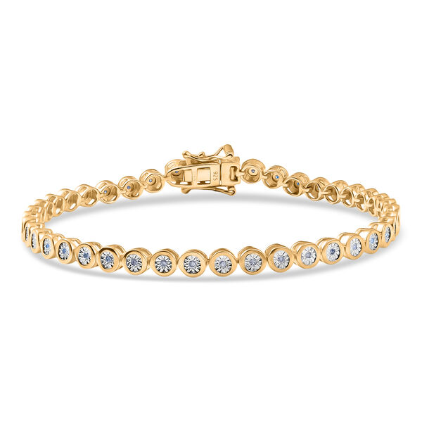 D'Joy wei&szlig;es Diamant 20cm Armband, 925 Silber 750 Gelbgold Vermeil - 0,35 ct.
