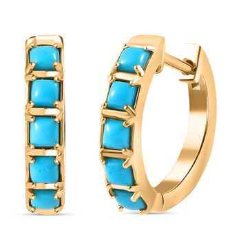 AA Sleeping Beauty T&uuml;rkis Ohrringe 925 Silber 750 Gelbgold Vermeil ca. 0,89 ct.