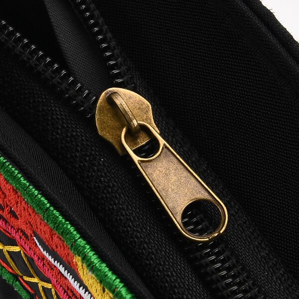 Blumen Stickerei Umh&auml;ngetasche, verstellbarer Riemen, 23 x 24 cm, Schwarz image number 7