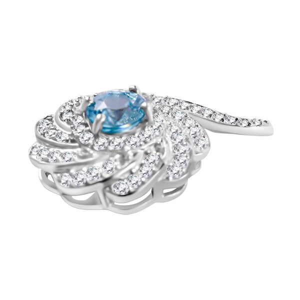 AA Blauer Zirkon, Wei&szlig;er Zirkon Anh&auml;nger 925 Silber rhodiniert ca. 1.49 ct image number 2