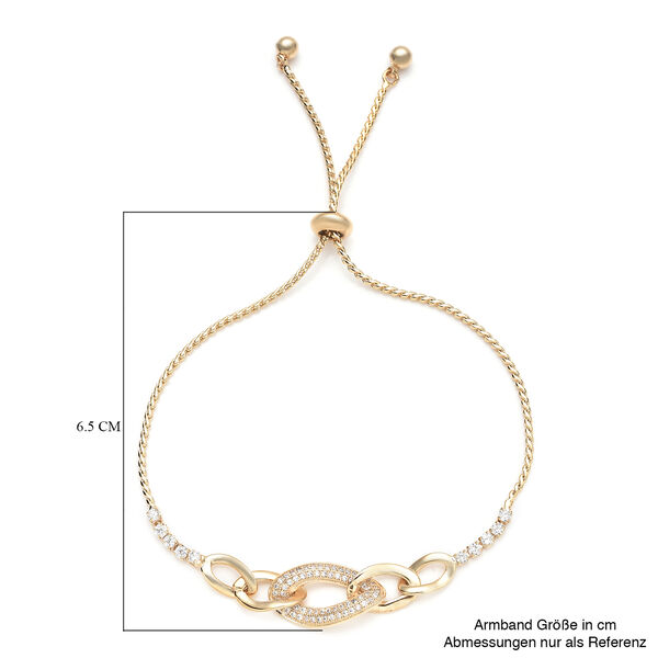 Wei&szlig;er Zirkonia Bolo Armband ca. 15.25 cm goldfarben ca. 0,20 ct image number 6