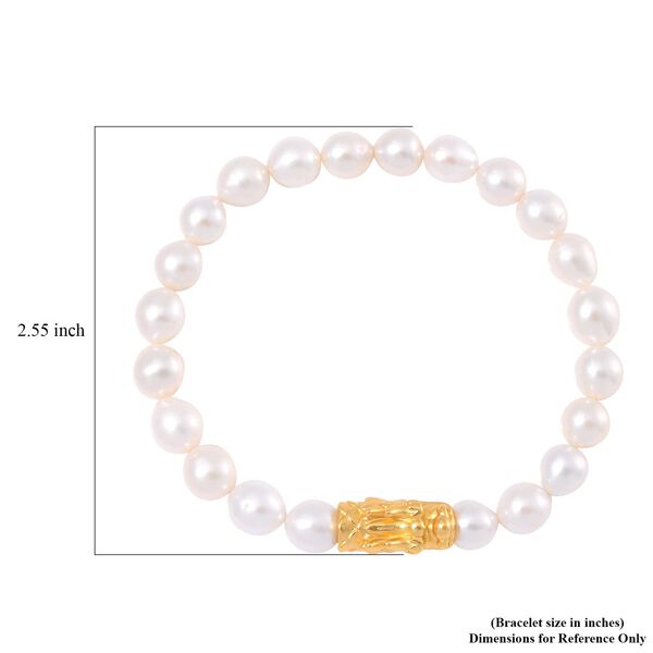 Wei&szlig;e Anhui Perle (7-9 mm) Armband, Flexibles,925 Silber vergoldet image number 4