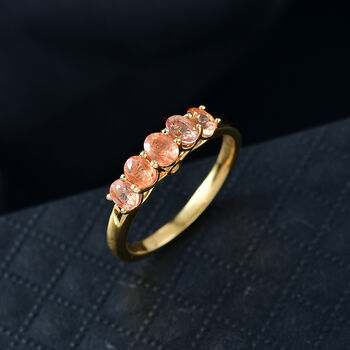 D'Joy AA Goldener Saphir, Wei&szlig;er Diamant Ring 925 Silber 750 Gelb Vergoldet (Gr&ouml;&szlig;e 19.00) ca. 1,24 ct