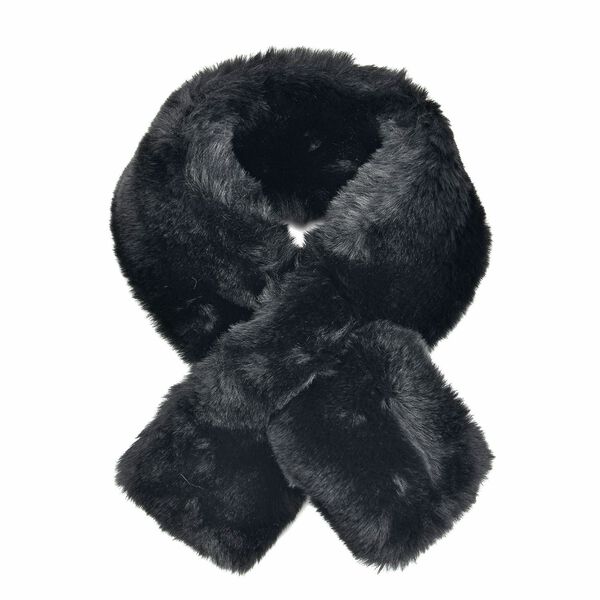 Kunstfell-Kreuzschal, Schwarz