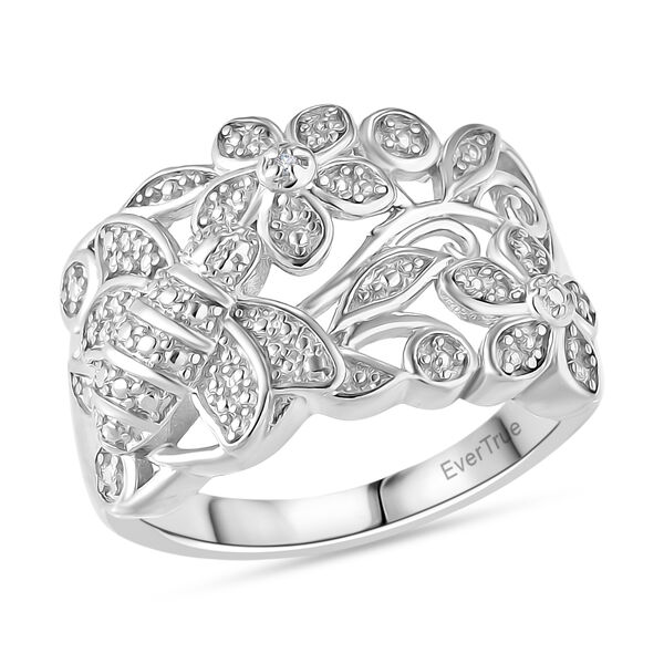 EVER TRUE Weißer Diamant Ring Nickelfreies Messing (Größe 17.00) ca. 0,01 ct image number 3