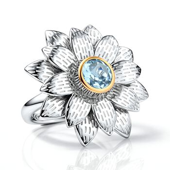 EverTrue himmelblauer Topas zweifarbiger Ring - 1 ct.