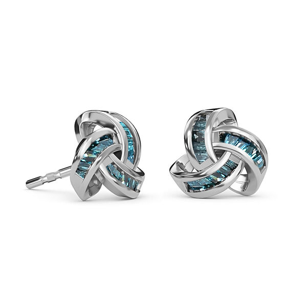 Liebesknoten blaue Diamant-Ohrstecker, 925 Silber platiniert - 0,25 ct. image number 4