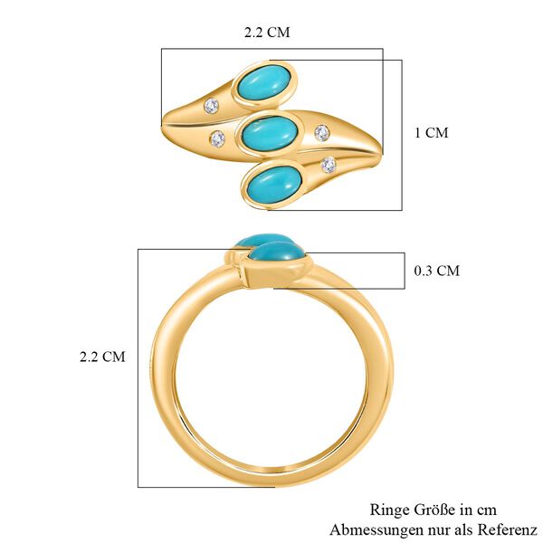 Sleeping Beauty T&uuml;rkis, Wei&szlig;er Zirkon Ring 925 Silber Gelbgold Vermeil (Gr&ouml;&szlig;e 16.00) ca. 0,93 ct image number 6