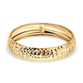 Strukturierter Goldring mit Diamantschliff-Muster in 585 Gold