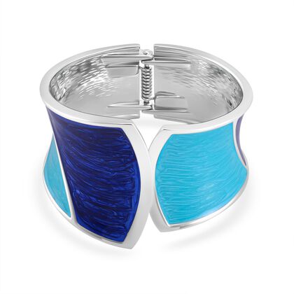 Blau-T&uuml;rkis Eleganz Armreif - Modernes Wellen-Design, Emailliert