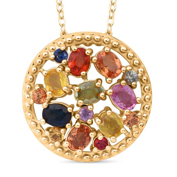 Mehrfarbiger Saphir Anh&auml;nger mit 50cm Kette - 2,11 ct.