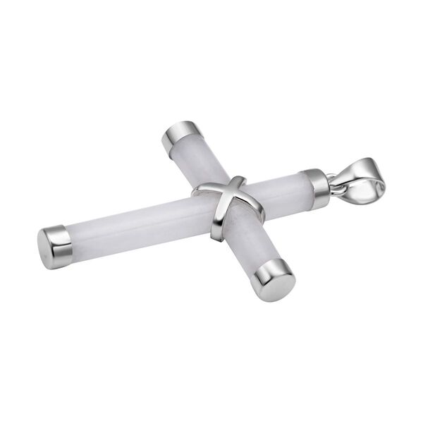 Wei&szlig;er Jade Kreuz-Anh&auml;nger, 925 Silber rhodiniert ca. 5,00 ct image number 4