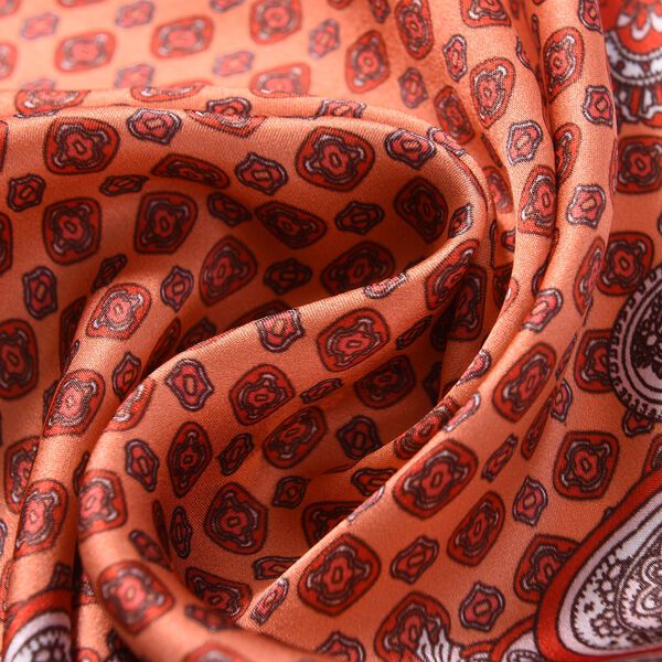 LA MAREY - Unisex 100% nat&uuml;rlicher Maulbeerseiden Foulard, Paisleymuster, Rot image number 3