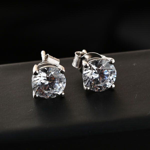 LUSTRO STELLA Hergestellt mit ZIRKONIA Ohrstecker 925 Silber Platin-Überzug image number 2