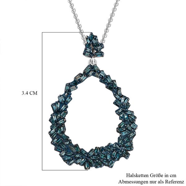 GP Italian Garden Kollektion - Blauer Diamant und Kanchanaburi blauer Saphir-Cluster-Anhänger mit Kette in platiniertem Silber - 0,50 ct. image number 7