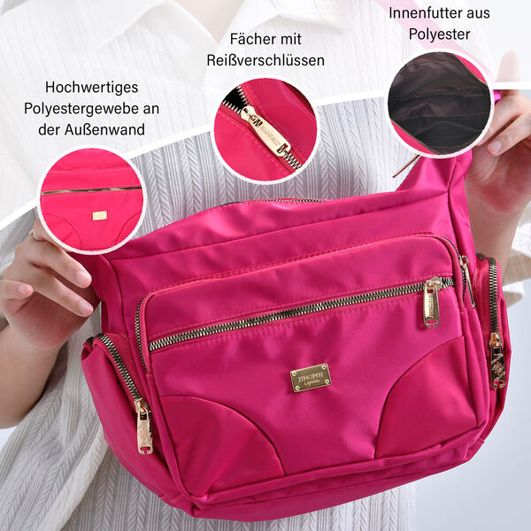 Stylische Umhängetasche mit verstellbarem Gurt und RFID-Schutz, Pink image number 4