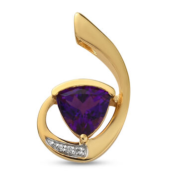 Afrikanischer Amethyst und Zirkon Anh&auml;nger 925 Silber vergoldet