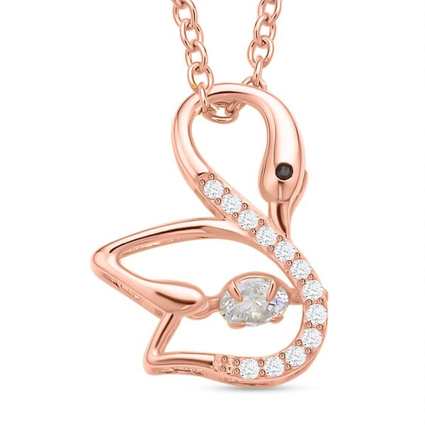 Weißer Zirkonia-Anhänger mit Edelstahl-Kette, 925 Silber rosévergoldet ca. 0,60 ct image number 0