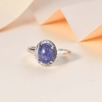 AA Tansanit und wei&szlig;er Diamant Ring, ca. 2,62 ct.