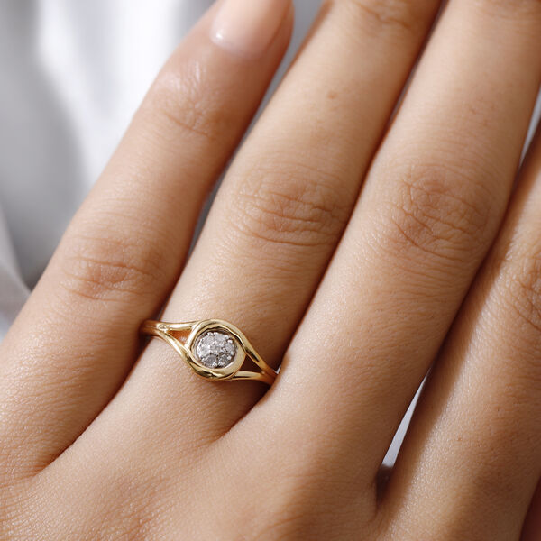 Diamant Ring 925 Silber vergoldet  ca. 0,10 ct image number 3