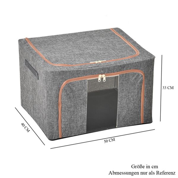 66L Stapelbare Aufbewahrungsbox mit Metallrahmen, Grau image number 11