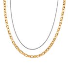 2er Set - D'Joy AA Goldene Gliederkette und Silberne Schlangenkette, ca. 45 cm 925 Silber 750 Gelbgold Vermeil