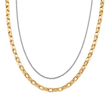 2er Set - D'Joy AA Goldene Gliederkette und Silberne Schlangenkette, ca. 45 cm