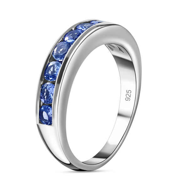 AA Tansanit Band Ring 925 Silber Platin-Überzug image number 4