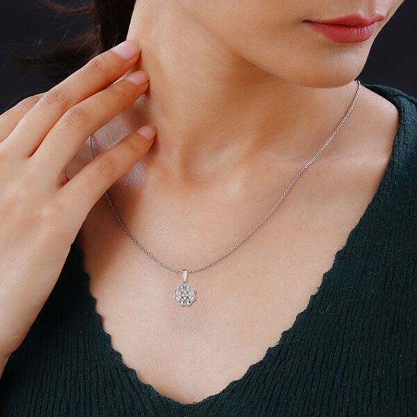 Weißer Diamant Anhänger mit Kette, 925 Silber platiniert ca. 0.25 ct image number 3