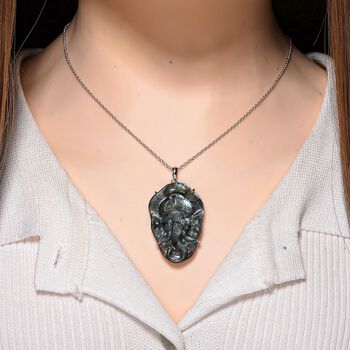 Labradorit  Anh&auml;nger mit Kette ca. 50cm, 925 Silber rhodiniert ca. 55.00 ct