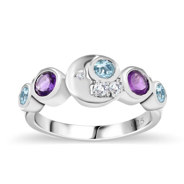 GP Celestial Dream Kollektion - Afrikanischer Amethyst, himmelblauer Topas, Zirkon und Kanchanaburi blauer Saphir-Ring - 1,07 ct. image number 4