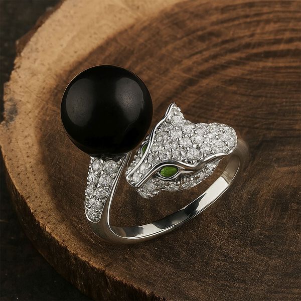 D'Joy Shungit, natürlicher Chromdiopsid und Zirkon Ring - 6,96 ct. image number 2