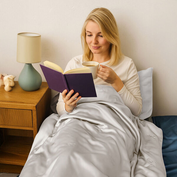 Serenity Night 100% Maulbeerseide Seidendecke mit 350gsm Seidenfüllung, 135x200cm, Perlmutt image number 2