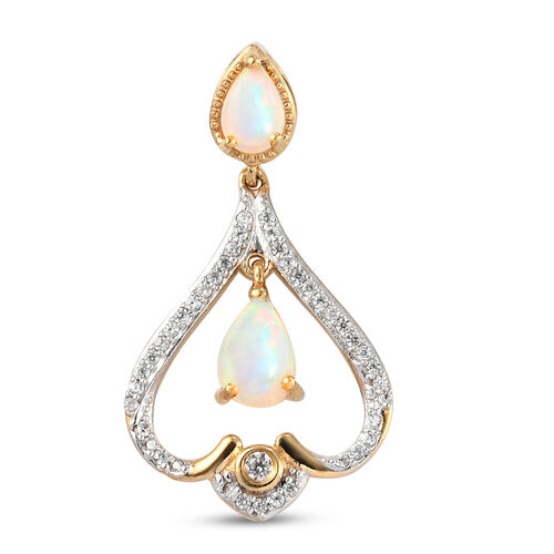 Natürlicher, äthiopischer Opal und Zirkon-Anhänger in Silber image number 0