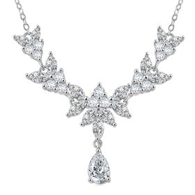 LUSTRO STELLA -Weißer Zirkonia Halskette ca. 45 cm 925 Silber rhodiniert
