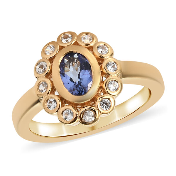 Tansanit und Zirkon Ring 925 Silber vergoldet  ca. 0,89 ct image number 5